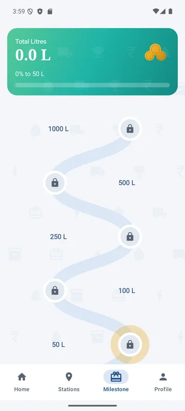 PKM Ventures litre milestones loyalty screen